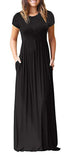 Viishow Women's Short Sleeve Loose Plain Maxi Dresses Casual Long Dresses with Pockets