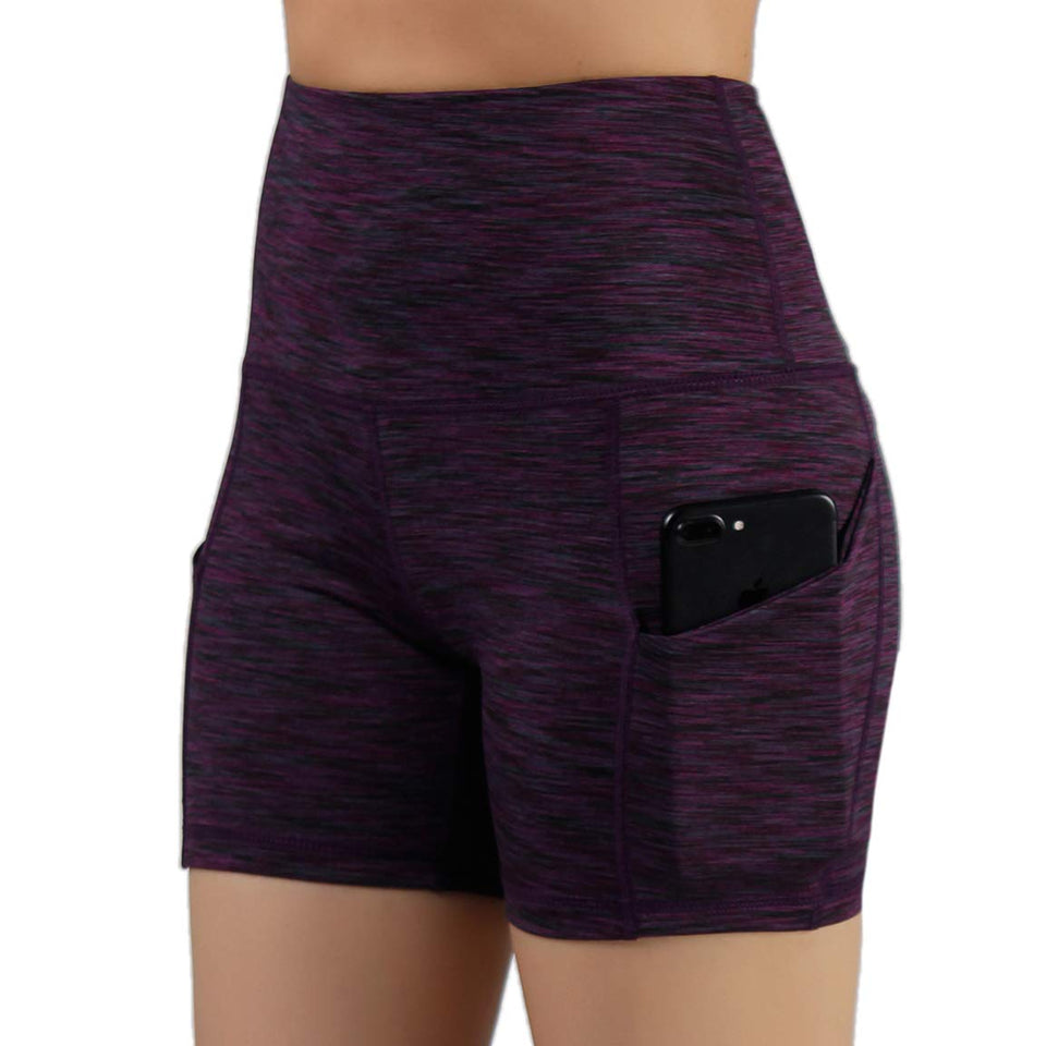 ODODOS High Waist Out Pocket Yoga Short Tummy Control Workout Running Athletic Non See-Through Yoga Shorts