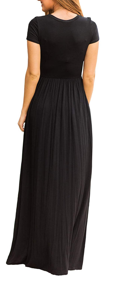 Viishow Women's Short Sleeve Loose Plain Maxi Dresses Casual Long Dresses with Pockets