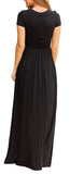 Viishow Women's Short Sleeve Loose Plain Maxi Dresses Casual Long Dresses with Pockets