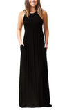 GRECERELLE Women's Sleeveless Racerback and Long Sleeve Loose Plain Maxi Dresses Casual Long Dresses with Pockets