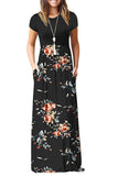 AUSELILY Women Short Sleeve Loose Plain Casual Long Maxi Dresses with Pockets