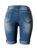 OLRAIN Womens High Waist Ripped Hole Washed Distressed Short Jeans