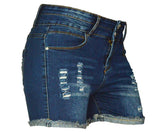PHOENISING Women's Sexy Stretchy Fabric Hot Pants Distressed Denim Shorts,Size 2-16