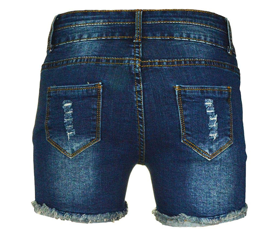 PHOENISING Women's Sexy Stretchy Fabric Hot Pants Distressed Denim Shorts,Size 2-16
