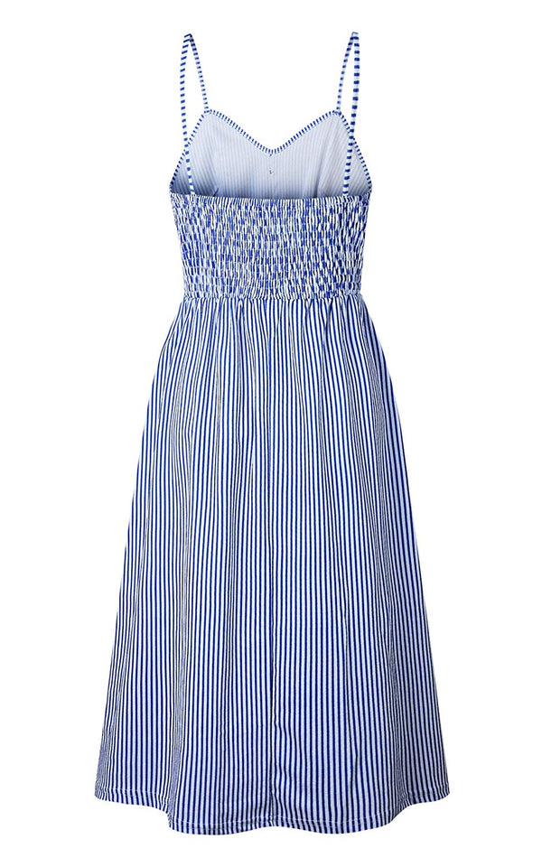 Angashion Women's Dresses-Summer Floral Bohemian Spaghetti Strap Button Down Swing Midi Dress with Pockets