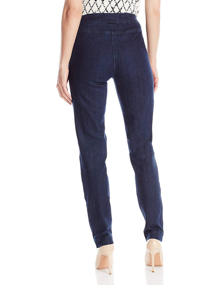 SLIM-SATION Women's Wide Band Pull-On Straight Leg Pant With Tummy Control